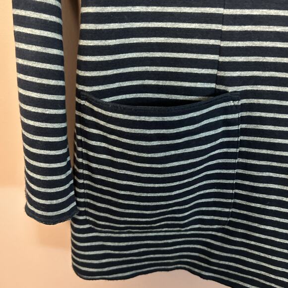 J. Jill Striped Jersey Knit Blazer Medium Jacket Navy Blue Gray Coastal Chic - Picture 4 of 7